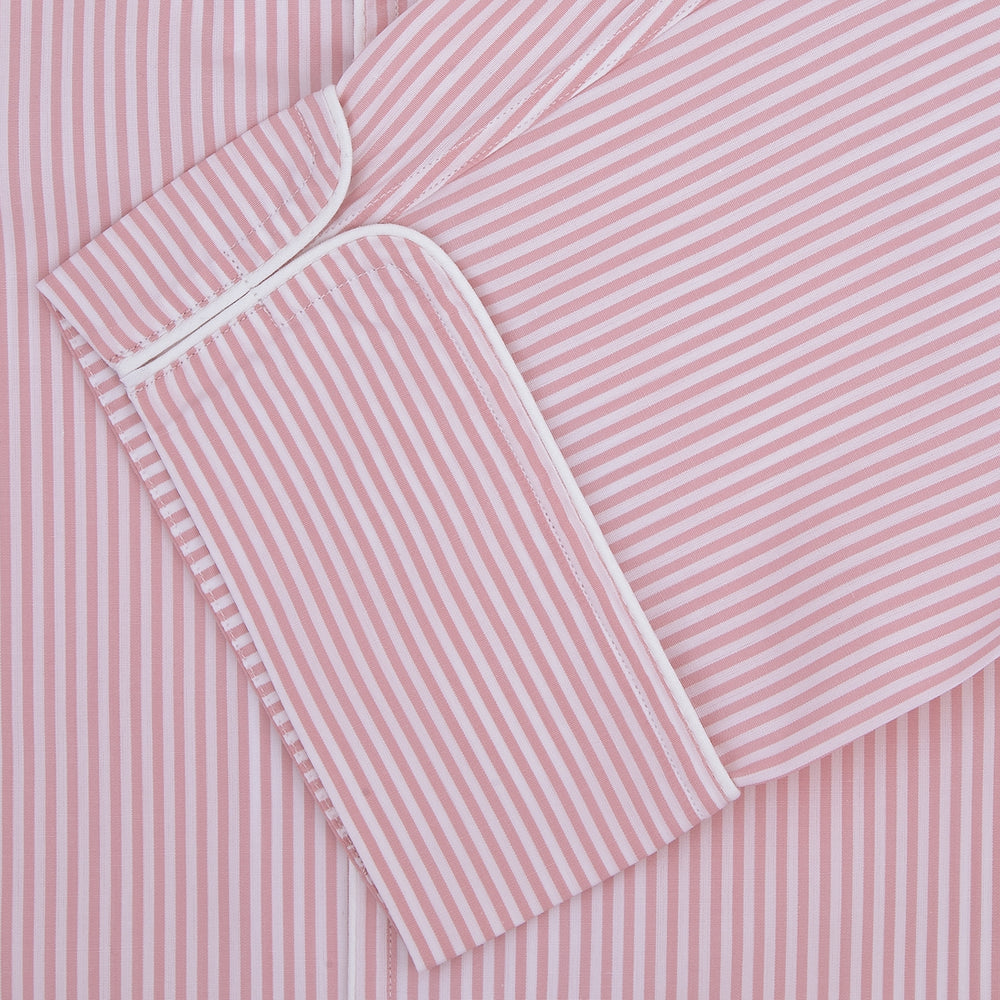 Pink Bengal Stripe Piped Cotton Pyjama Set