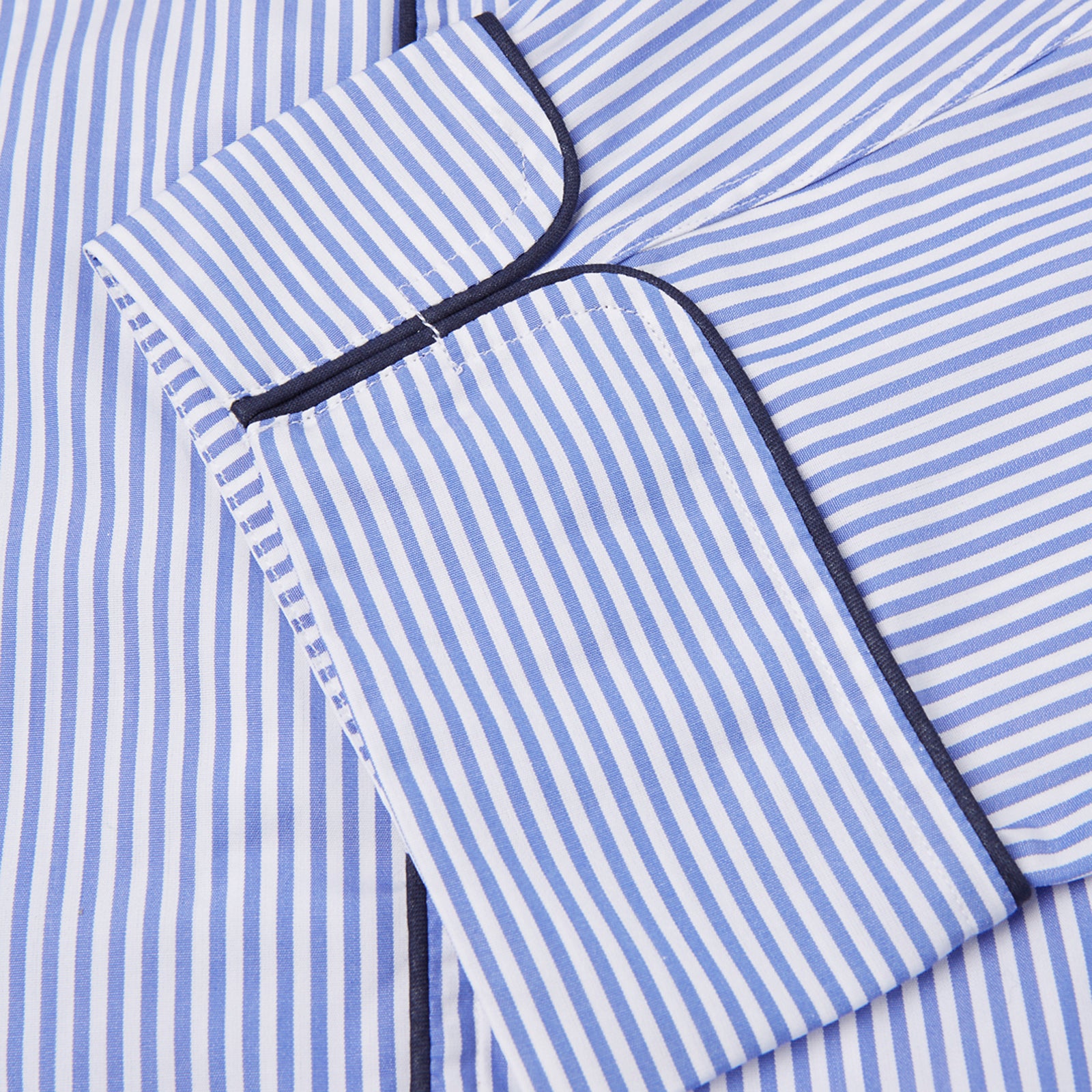 View 4 of product Blue Bengal Stripe Piped Cotton Pyjama Set