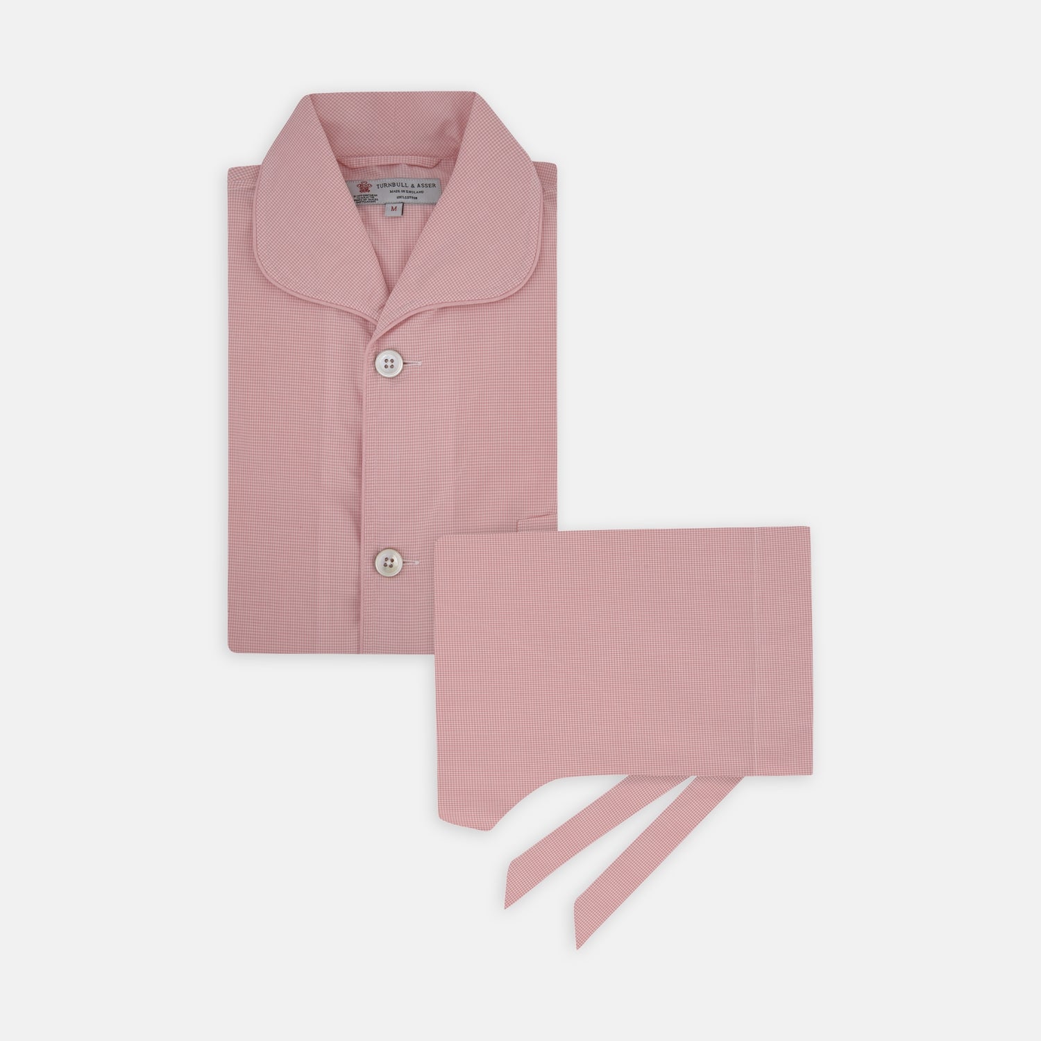 View 1 of product Pink Micro-Check Piped Cotton Pyjama Set