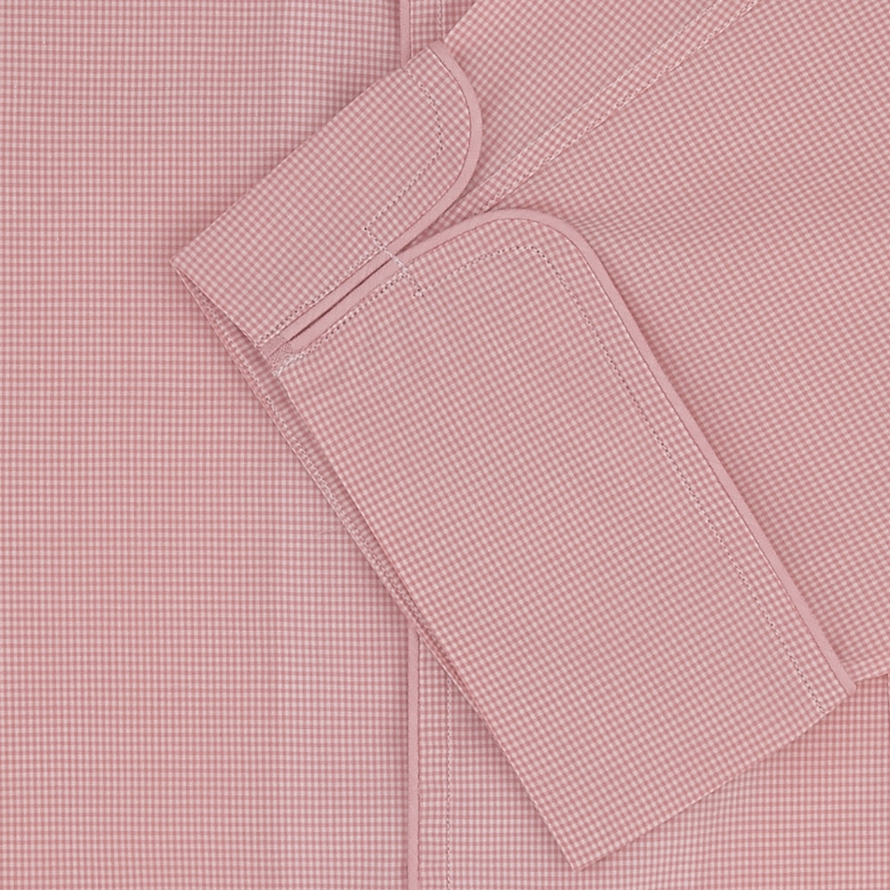 Pink Micro-Check Piped Cotton Pyjama Set