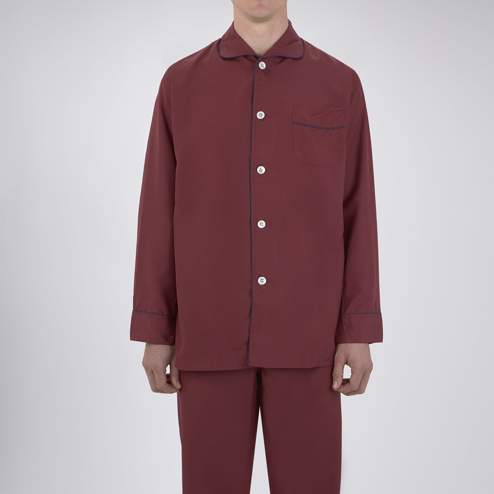 View 2 of product Wine Piped Silk Pyjama Set