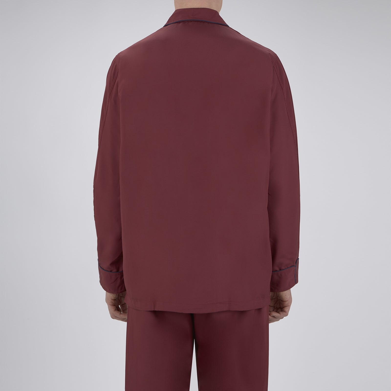 View 3 of product Wine Piped Silk Pyjama Set