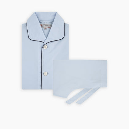 Light Blue Piped Sea Island Quality Cotton Pyjama Set Image 2
