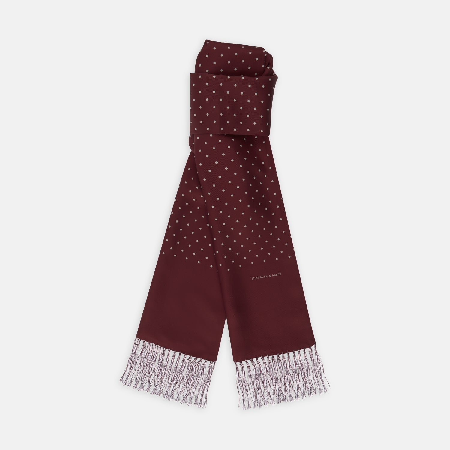 View 1 of product Wine Spotted Silk Scarf