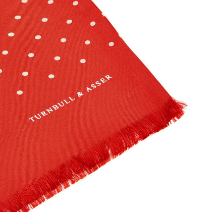 Red and White Spotted Silk Scarf Image 1