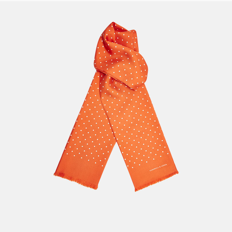 View 1 of product Orange and White Spotted Silk Scarf