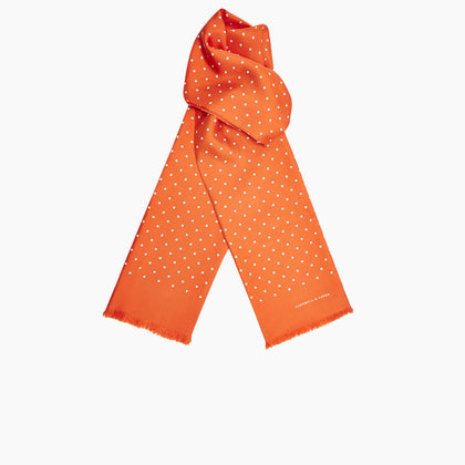 Orange and White Spotted Silk Scarf Image 2