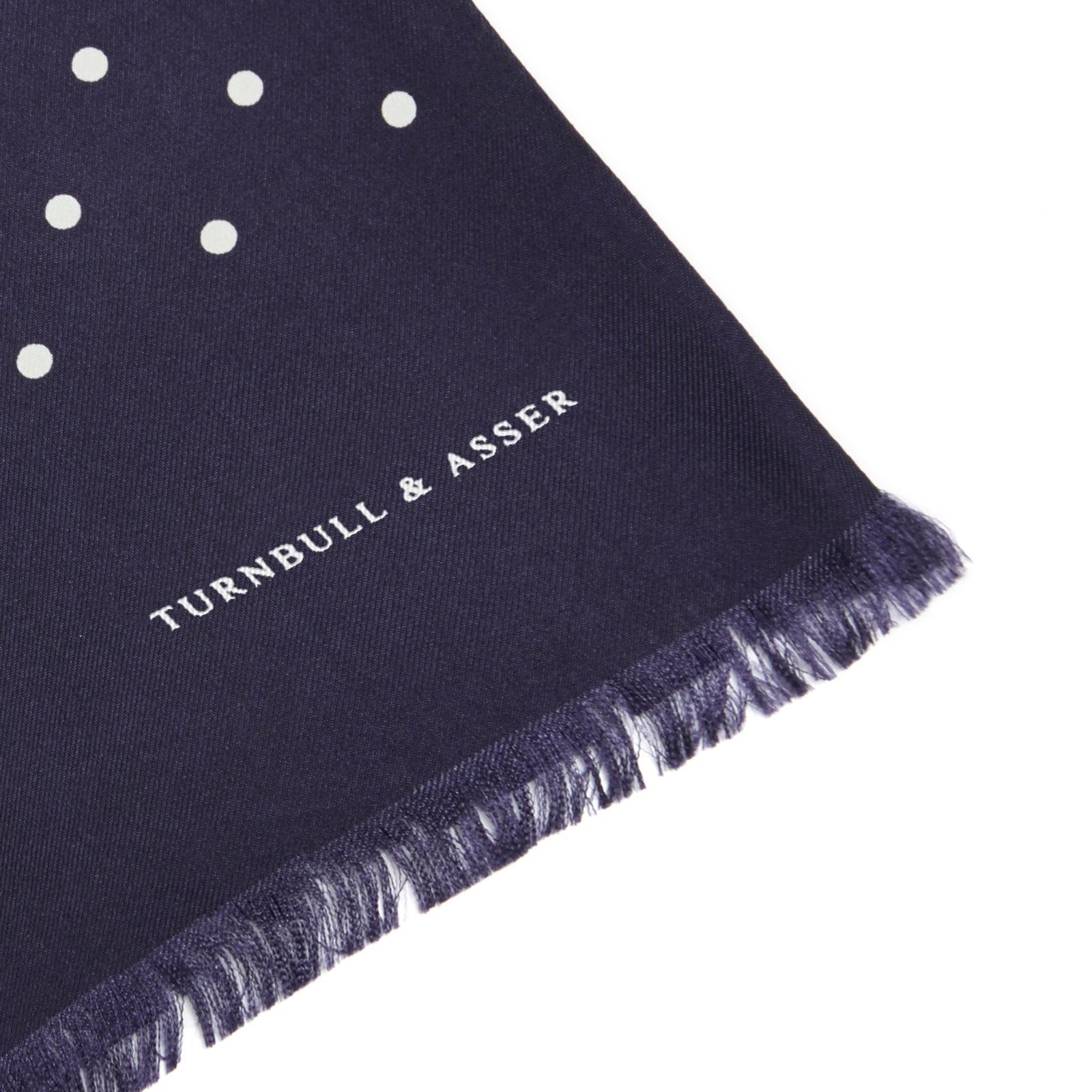 View 2 of product Navy and White Spotted Silk Scarf
