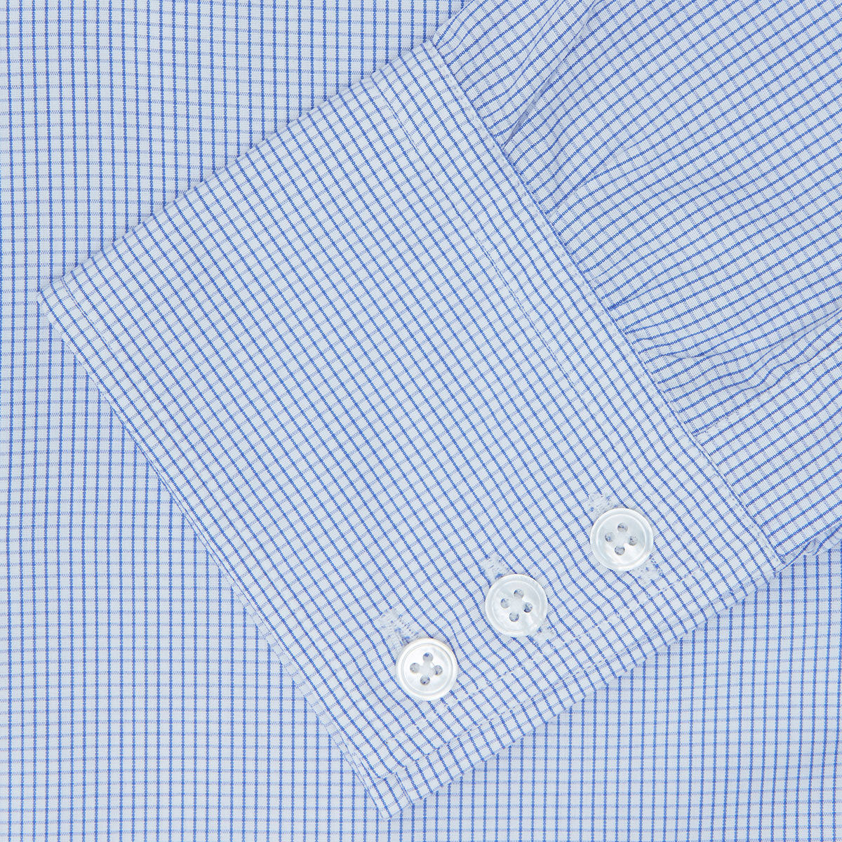 View 6 of product Blue Grid Check Shirt with T&amp;A Collar and 3-Button Cuffs
