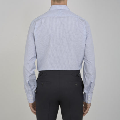 Blue Grid Check Shirt with T&amp;A Collar and 3-Button Cuffs Image 2