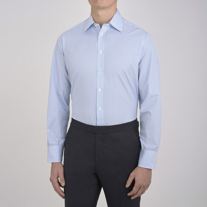 Light Blue Bengal Stripe Shirt with T&A Collar and 3-Button Cuffs Image 5