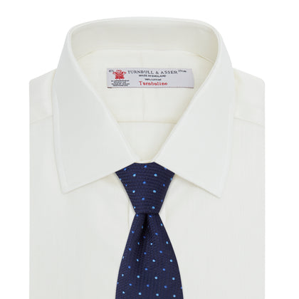 Cream Herringbone Superfine Cotton Shirt with T&A Collar and Double Cuffs Image 3