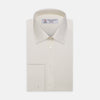 View 1 of product Cream Herringbone Superfine Cotton Shirt with T&A Collar and Double Cuffs
