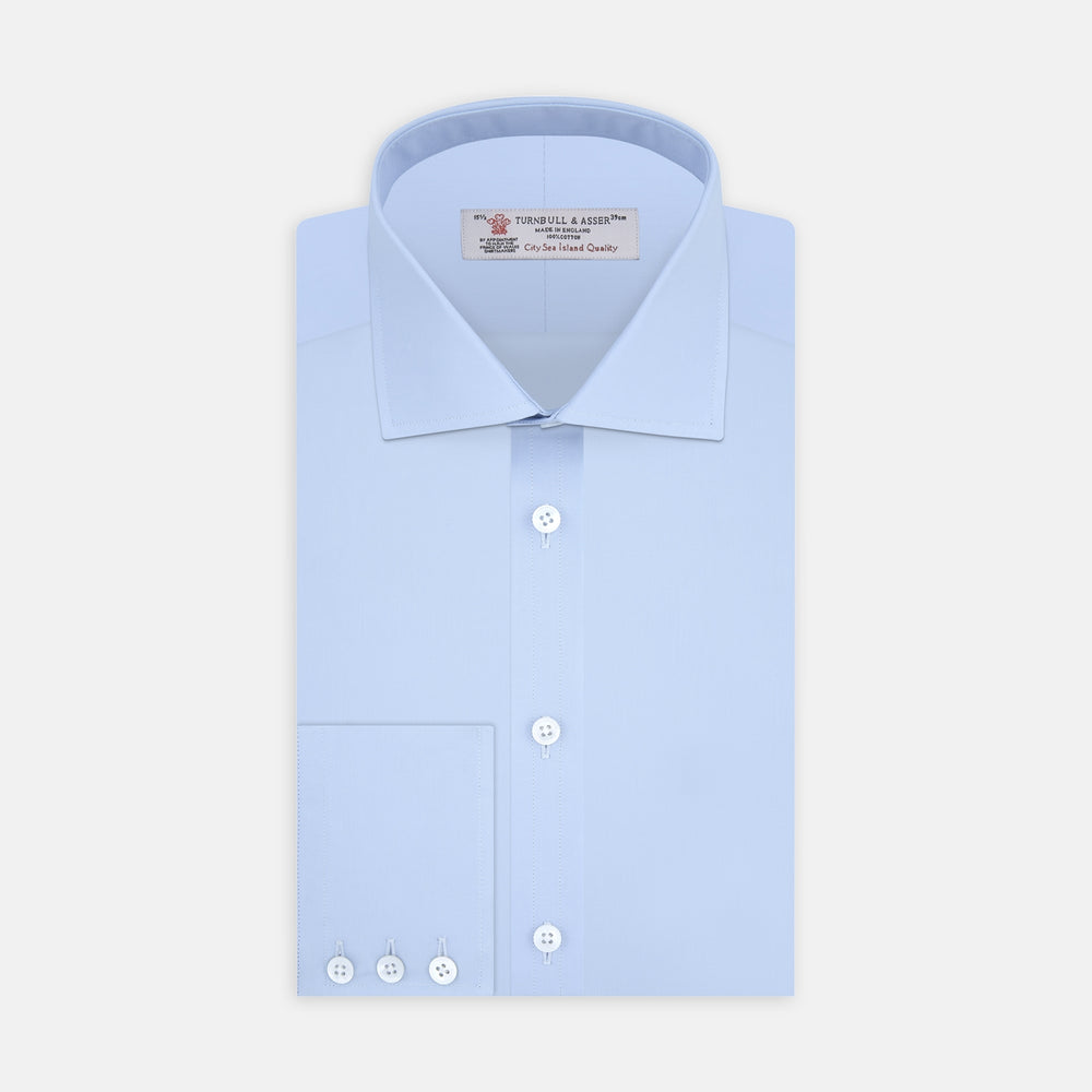 Blue Sea Island Quality Cotton Shirt with Dr. No Collar and Button Cuffs