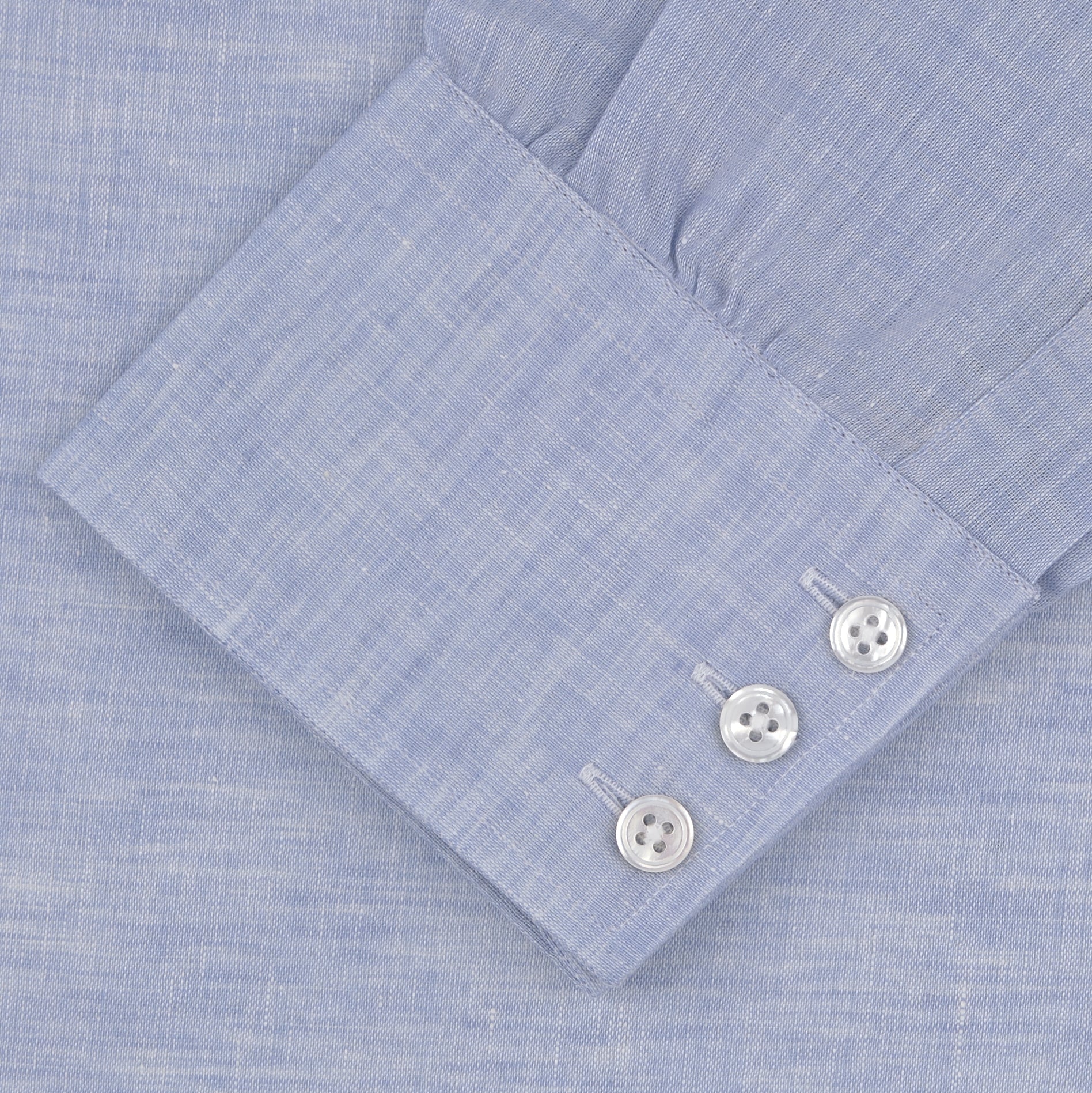 Blue Linen Journey Shirt with Cambridge Collar and Button Cuffs