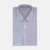 View 1 of product Red and Blue Fine Multi Stripe Sea Island Quality Cotton Shirt with Classic T&A Collar and Button Cuffs