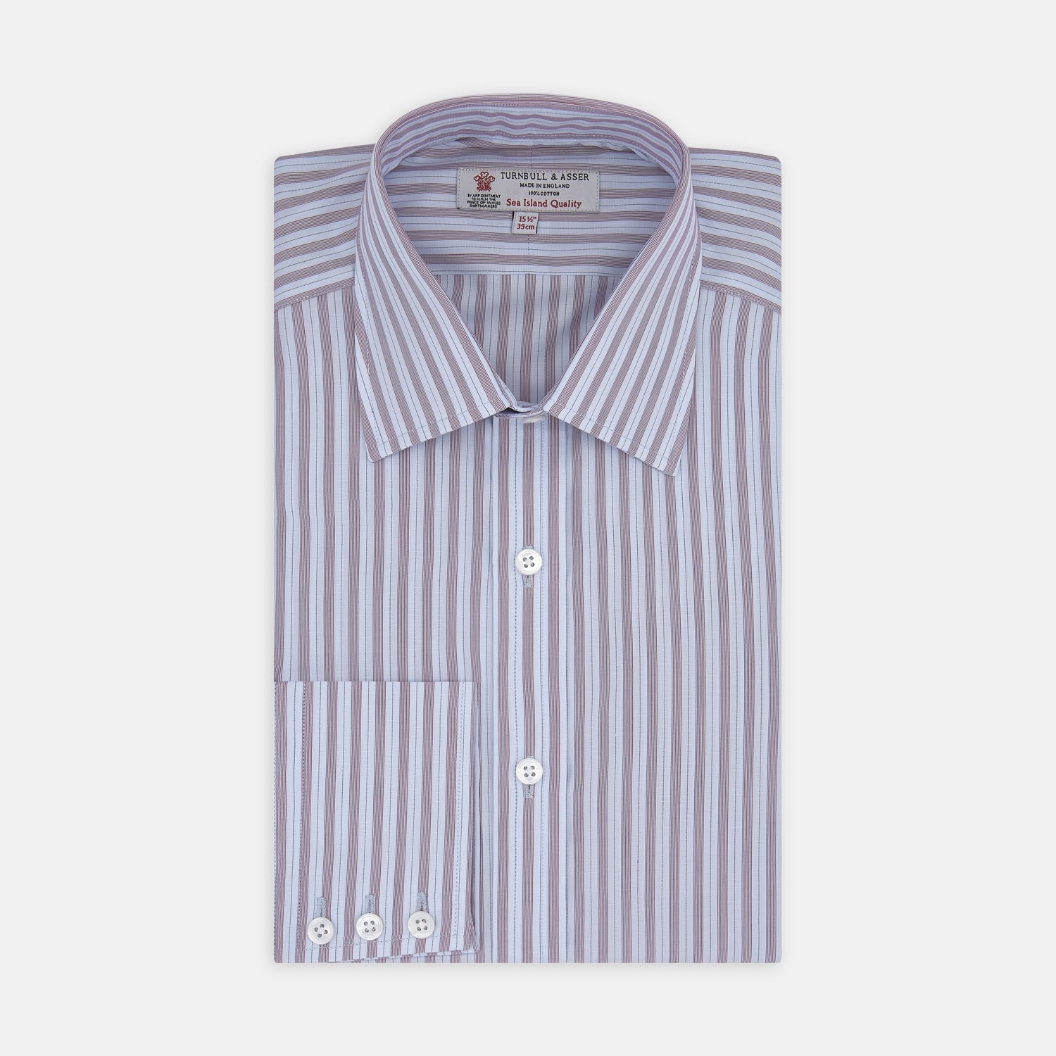 View 1 of product Red and Blue Fine Multi Stripe Sea Island Quality Cotton Shirt with Classic T&A Collar and Button Cuffs