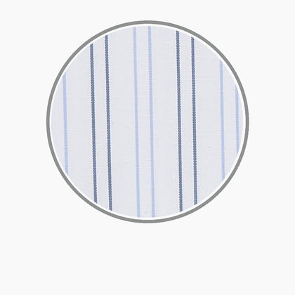 White, Turquoise and Blue Double Stripe Cotton Fabric Image 2