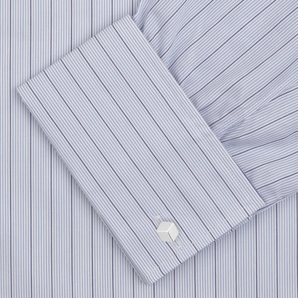 Blue Grouped Stripe Shirt with T&A Collar and Double Cuffs