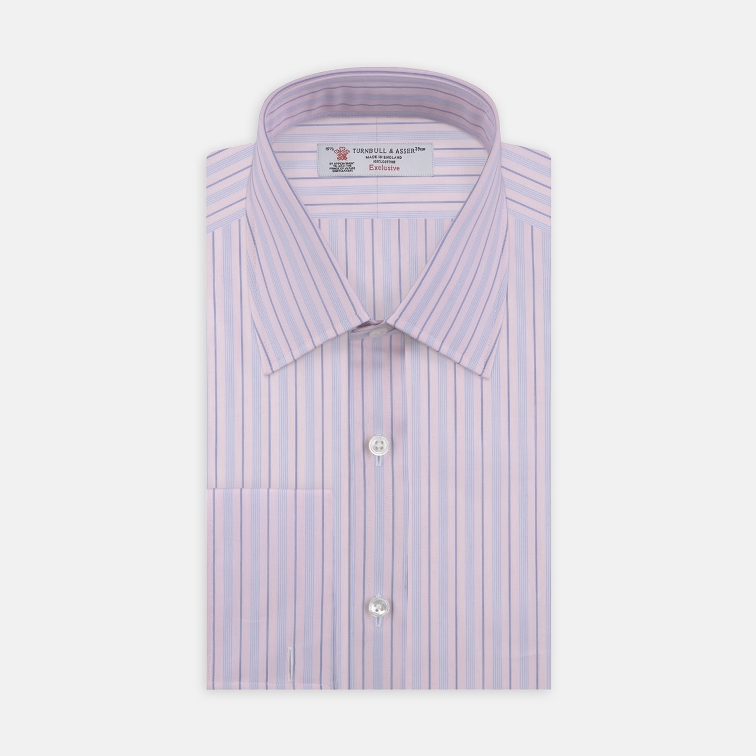 View 1 of product Pink and Blue Mixed Stripe Shirt with T&A Collar and Double Cuffs