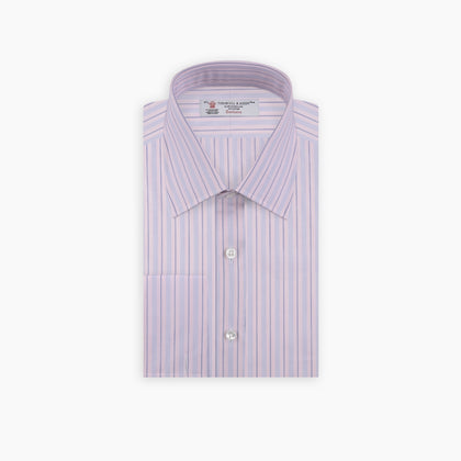 Pink and Blue Mixed Stripe Shirt with T&A Collar and Double Cuffs Image 2