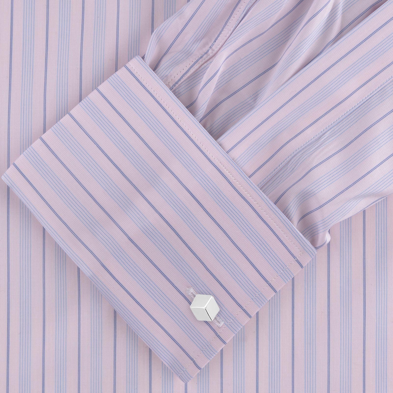View 2 of product Pink and Blue Mixed Stripe Shirt with T&A Collar and Double Cuffs