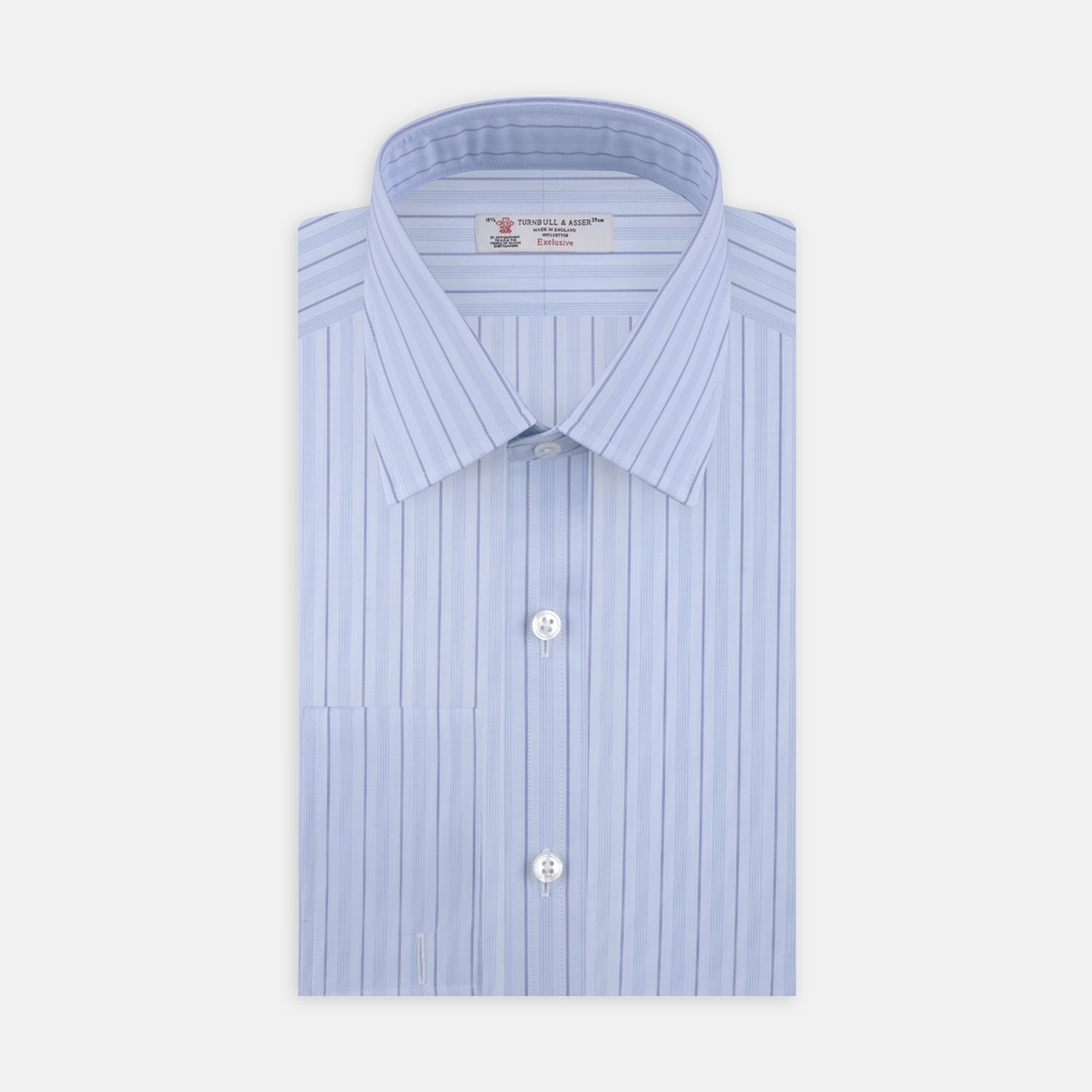 View 1 of product Blue Mixed Stripe Shirt with T&A Collar and Double Cuffs