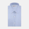 Blue Mixed Stripe Shirt with T&A Collar and Double Cuffs