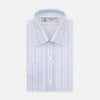 Green and Blue Group Stripe Shirt with T&A Collar and Double Cuffs