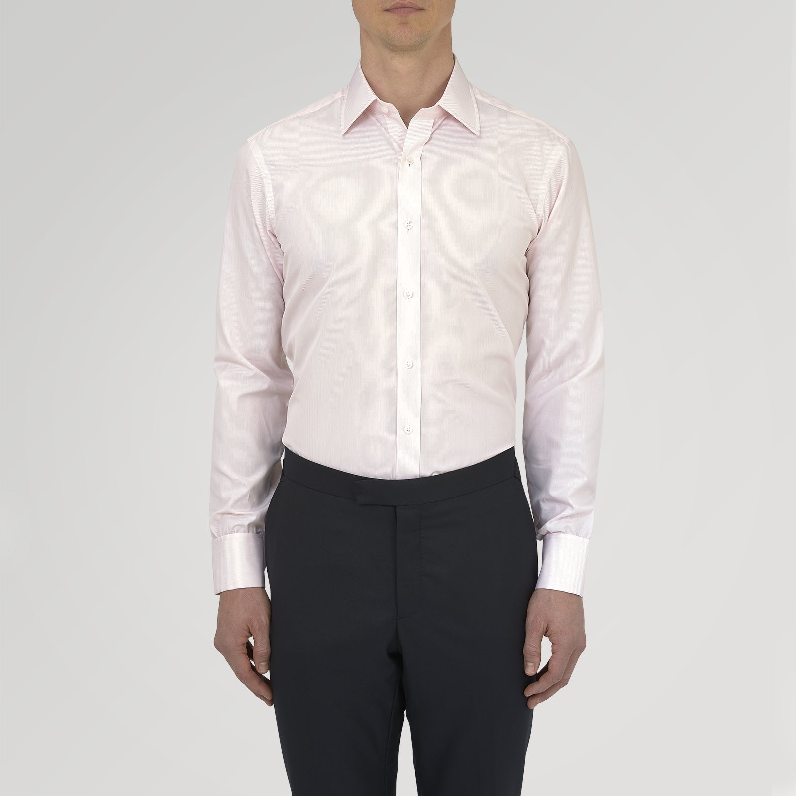 View 2 of product Pink Hairline Stripe Cotton Shirt with T&amp;A Collar and Double Cuffs
