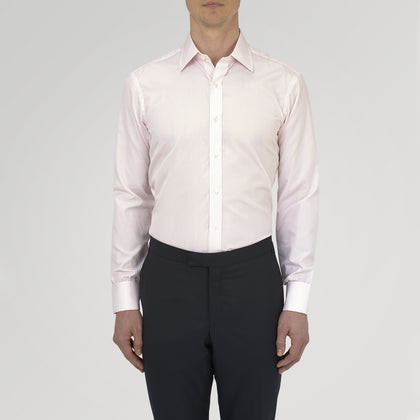 Pink Hairline Stripe Cotton Shirt with T&amp;A Collar and Double Cuffs Image 1