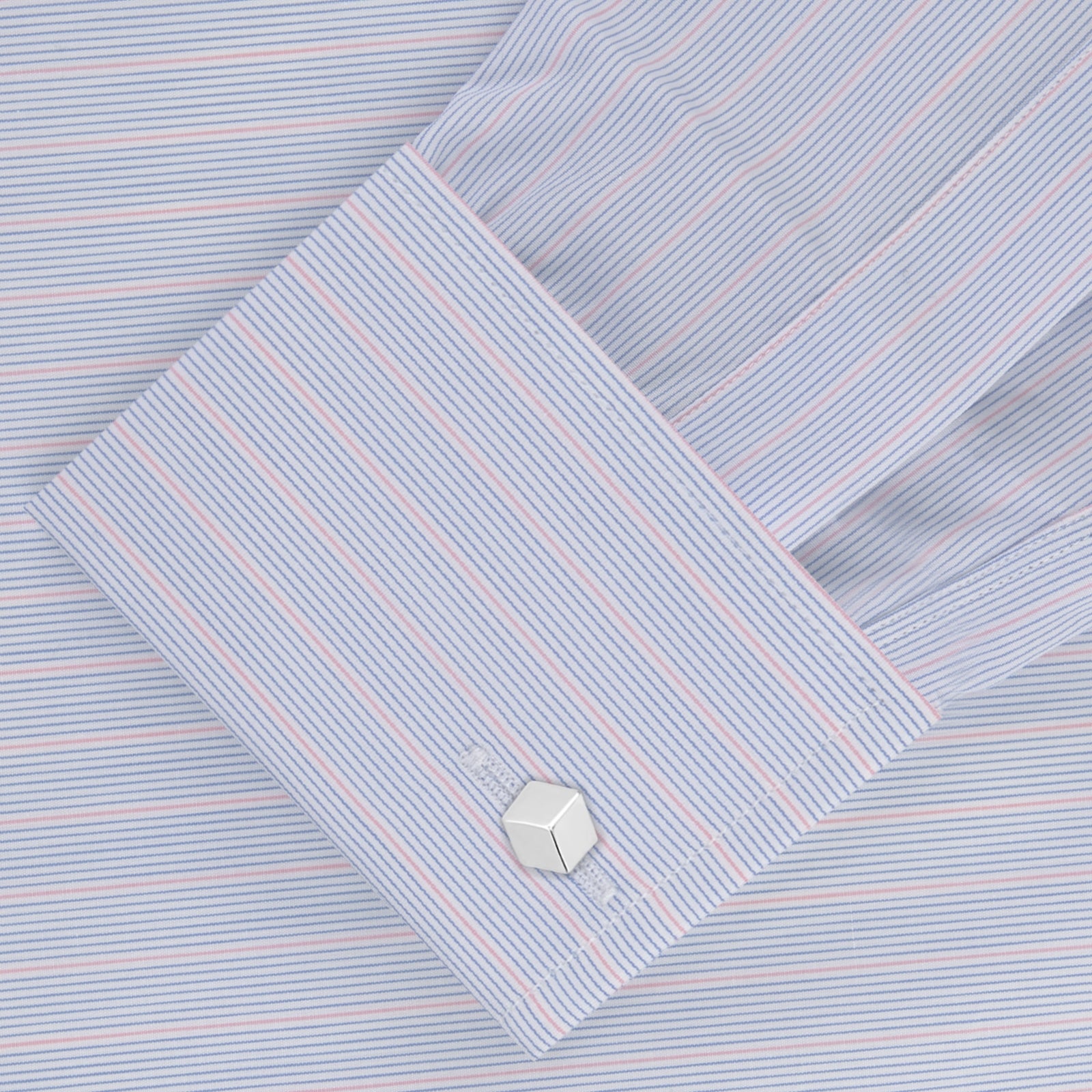 View 2 of product Navy and Light Blue Archive Check Shirt with T&A Collar and 3-Button Cuffs