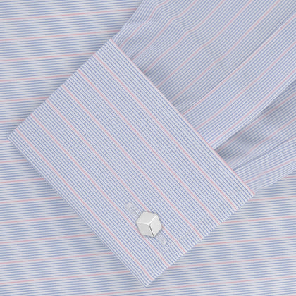 Navy and Light Blue Archive Check Shirt with T&A Collar and 3-Button Cuffs Image 1