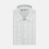 Grey, Navy and Red Windowpane Check Shirt with T&A Collar and 3-Button Cuffs