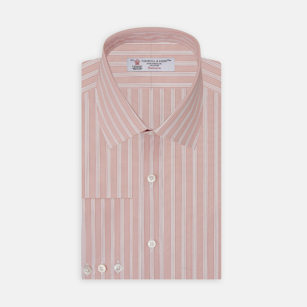 Pink and White Bold Stripe Shirt with T&A Collar and 3-Button Cuffs