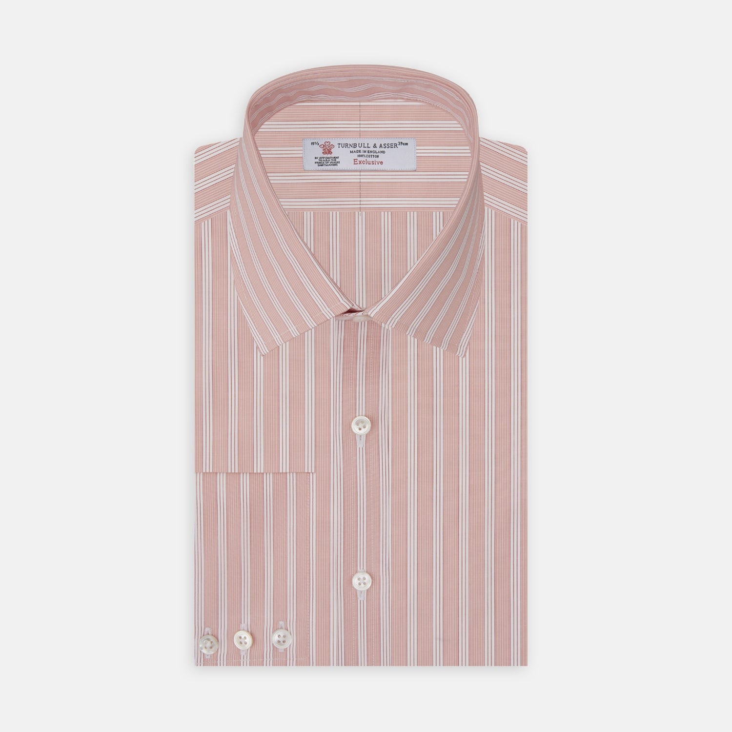 View 1 of product Pink and White Bold Stripe Shirt with T&A Collar and 3-Button Cuffs