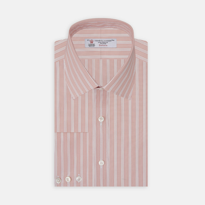 Pink and White Bold Stripe Shirt with T&A Collar and 3-Button Cuffs