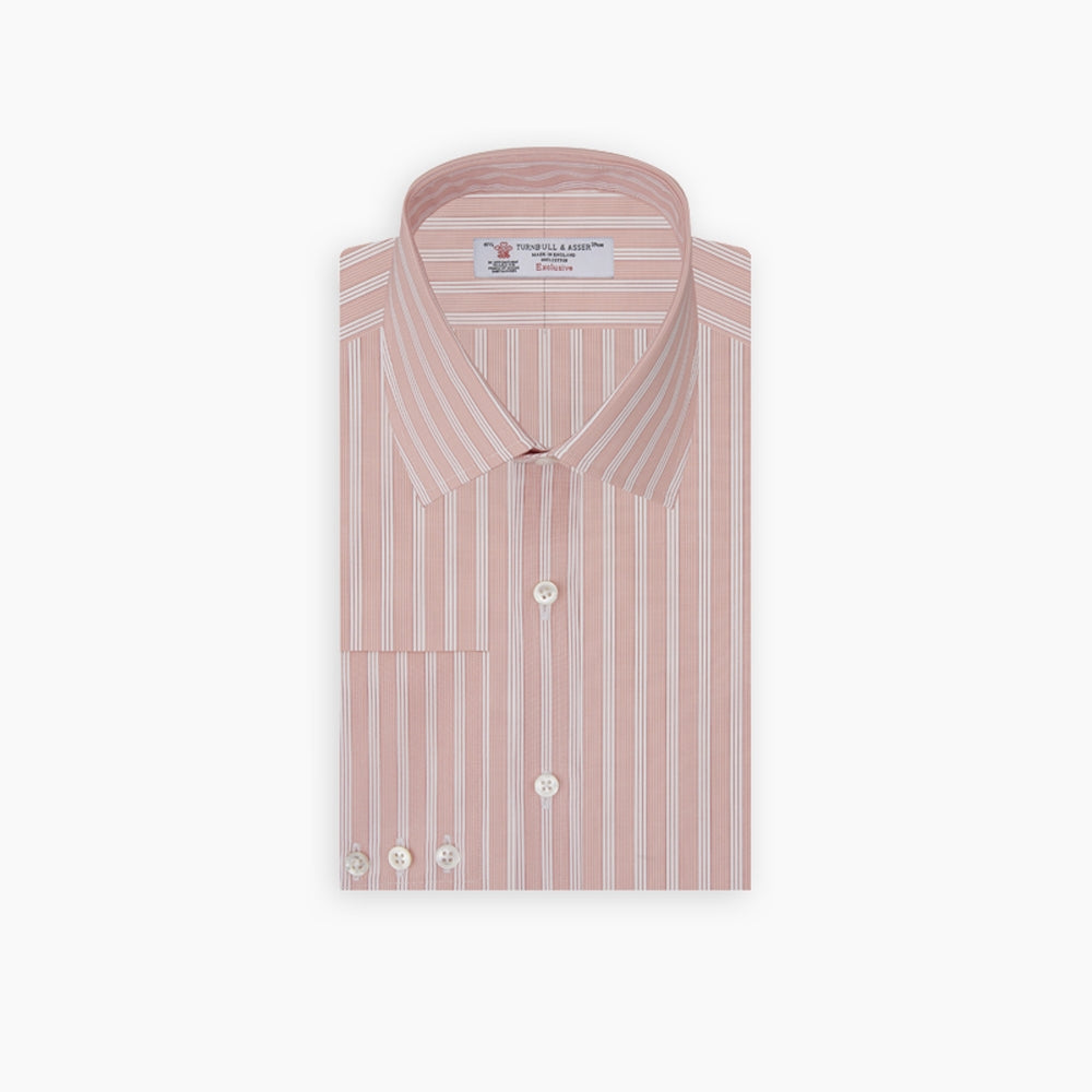 Pink and White Bold Stripe Shirt with T&A Collar and 3-Button Cuffs