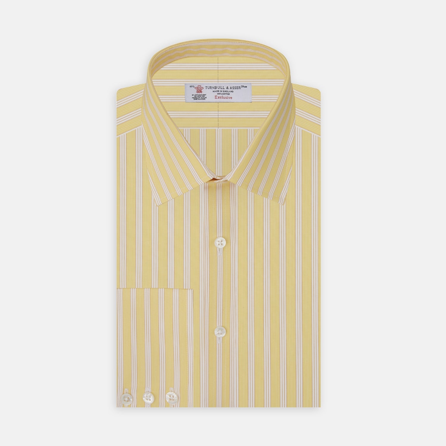 View 1 of product Yellow and White Bold Stripe Shirt with T&A Collar and 3-Button Cuffs
