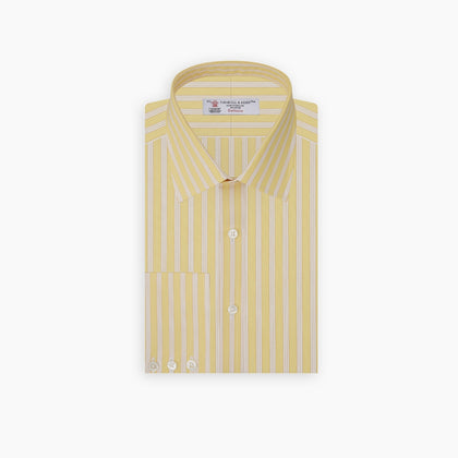 Yellow and White Bold Stripe Shirt with T&A Collar and 3-Button Cuffs Image 2