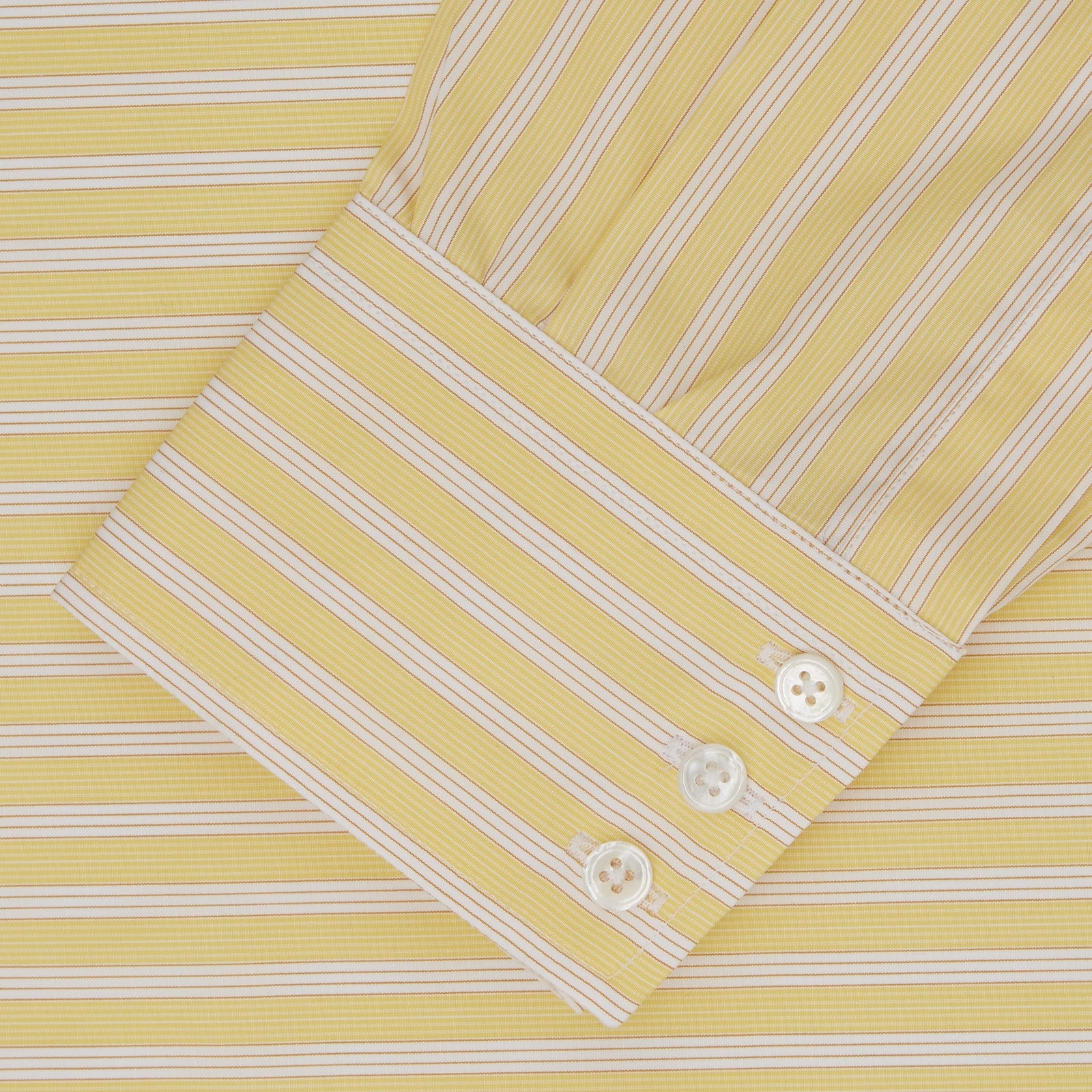 View 2 of product Yellow and White Bold Stripe Shirt with T&A Collar and 3-Button Cuffs