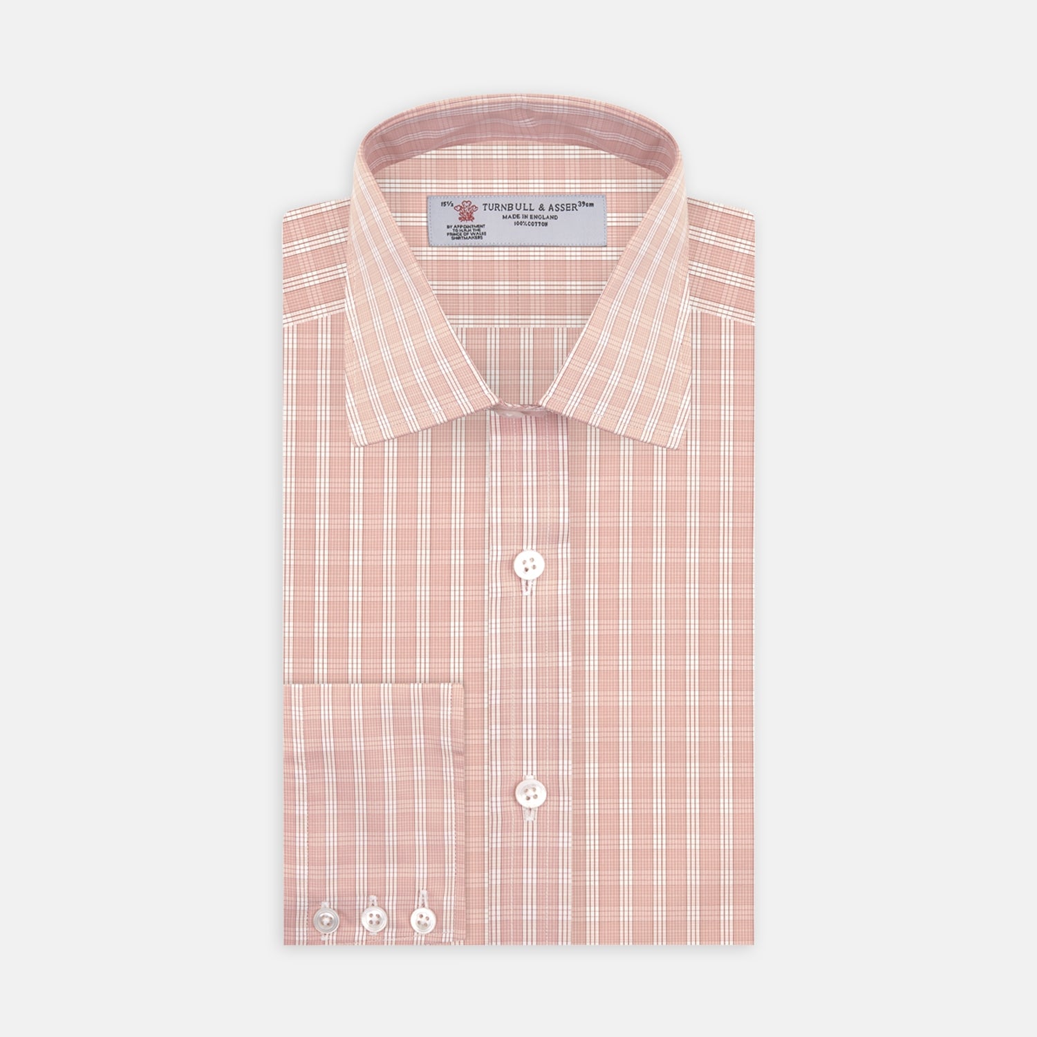 View 1 of product Pink and White Bold Check Shirt with T&amp;A Collar and 3-Button Cuffs