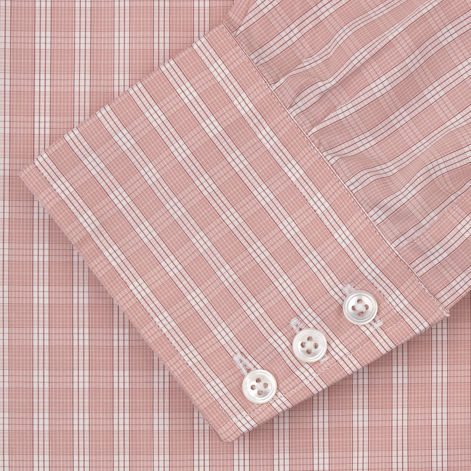 View 2 of product Pink and White Bold Check Shirt with T&amp;A Collar and 3-Button Cuffs