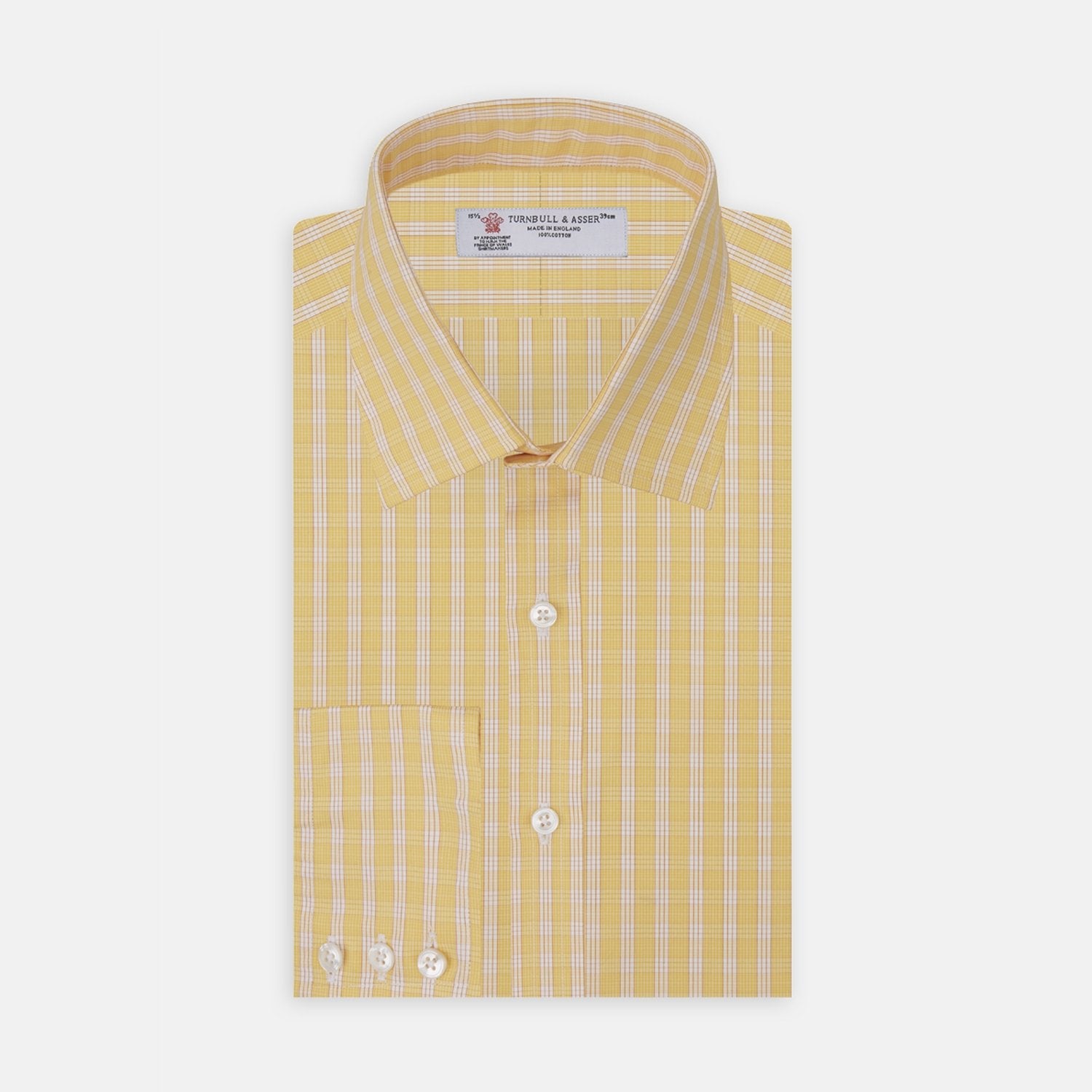 Yellow and White Bold Check Cotton Fabric