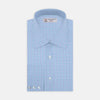 Green and Blue Windowpane Check Shirt with T&A Collar and 3-Button Cuffs