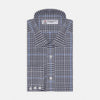 View 1 of product Navy and Light Blue Archive Check Shirt with T&A Collar and 3-Button Cuffs