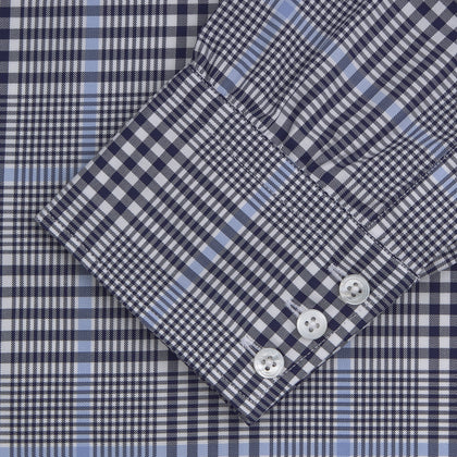 Navy and Light Blue Archive Check Shirt with T&A Collar and 3-Button Cuffs Image 1