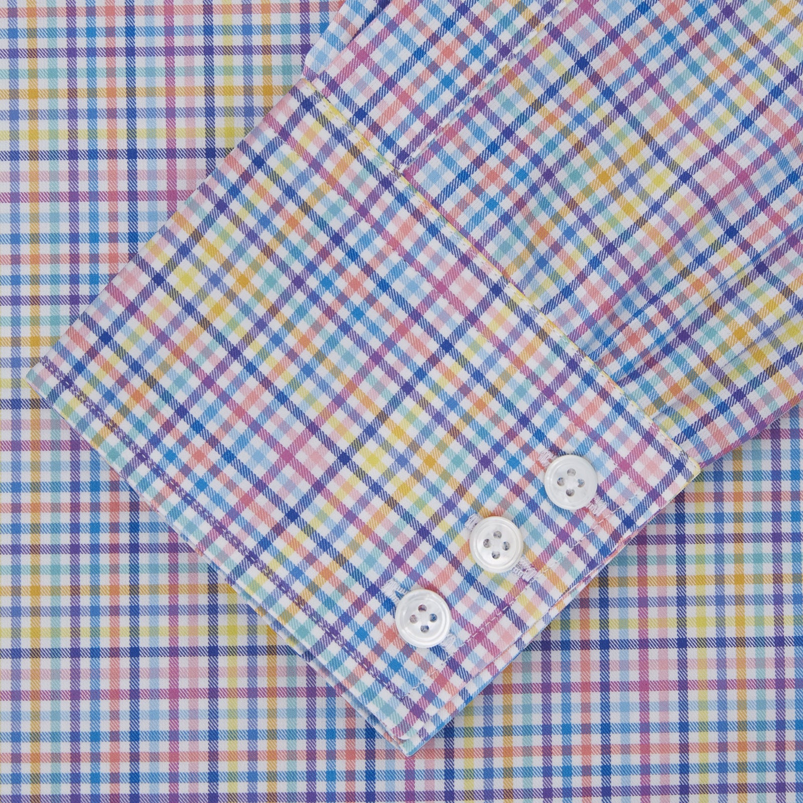Multicoloured Graph Check Shirt with T&A Collar and 3-Button Cuffs