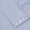 Navy and Light Blue Double Stripe Sea Island Quality Cotton Shirt with T&A Collar and 3-Button Cuffs
