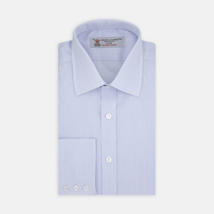 White and Blue Fine Stripe Sea Island Quality Cotton Fabric